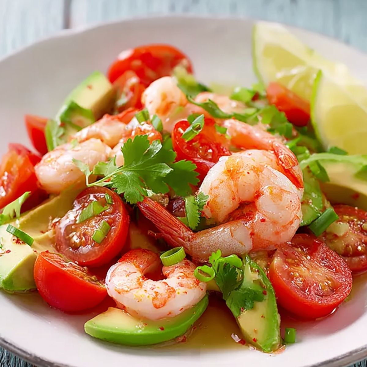 Salade fraîche crevettes, avocat & tomates